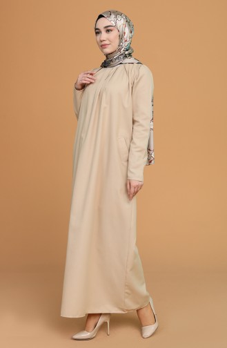 Beige Hijab Kleider 3277-06