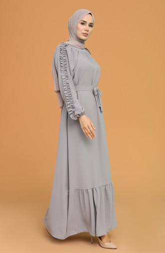 Grau Hijab Kleider 1007-02