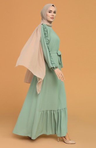 Green Almond Hijab Dress 1007-03
