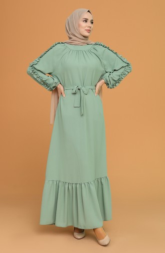 Green Almond Hijab Dress 1007-03