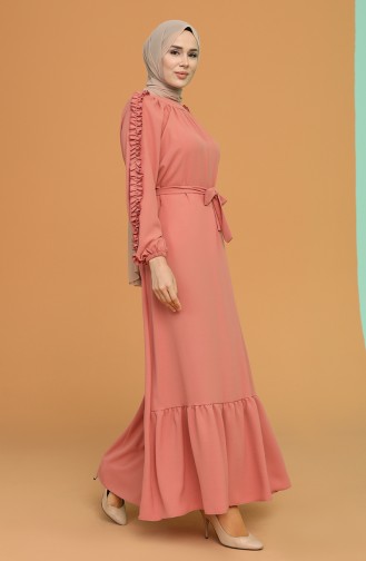 Beige-Rose Hijab Kleider 1007-05