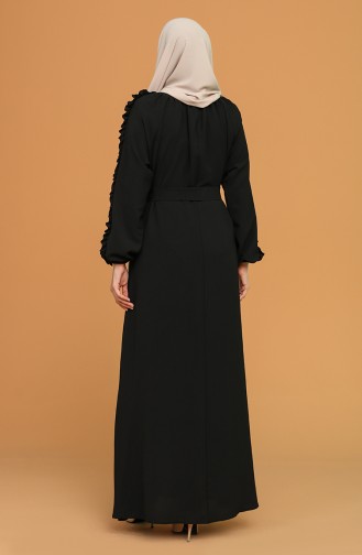 Schwarz Hijab Kleider 1007-07
