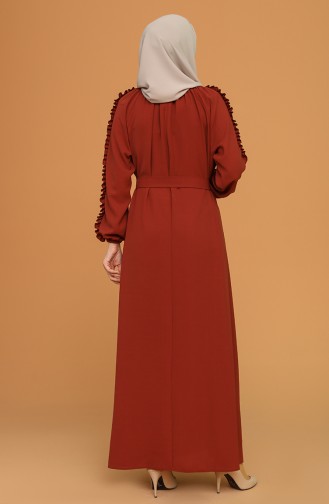 Brick Red Hijab Dress 1007-08