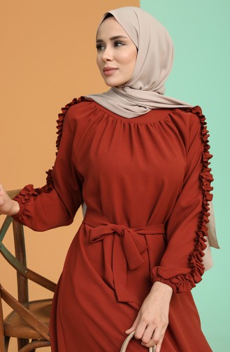 Ziegelrot Hijab Kleider 1007-08