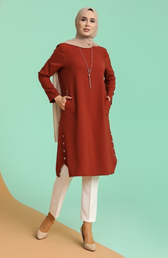 Kolyeli Tunik 1002-09 Kiremit