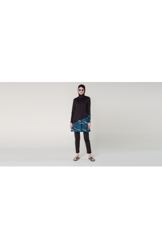 Schwarz Hijab Badeanzug 7080-01