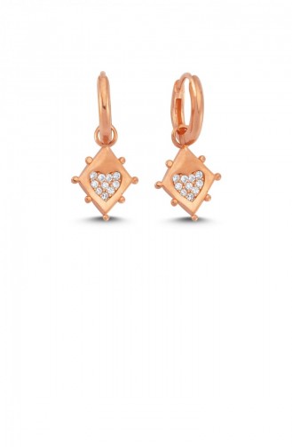 Trendy Kalp Karo Gümüş Küpe Rose Standart Akp0011 3039