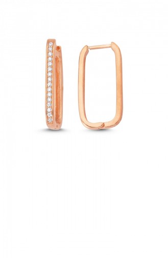 Trendy U Taşlı Gümüş Küpe Rose Standart Akp0021 2983