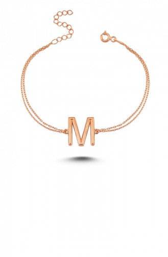 Harfli Gümüş Bileklik Roze M Harfi Standart Alv001 1907 Alv001 1907