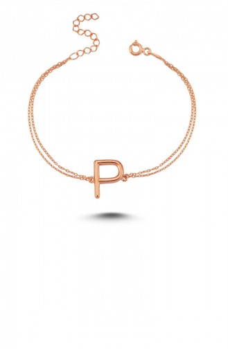 Harfli Gümüş Bileklik Roze P Harfi Standart Alv001 1911 Alv001 1911