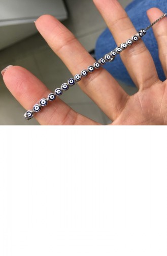 Gümüş Mavi Nazarlıklı Asansörlü Bileklik Bln0001