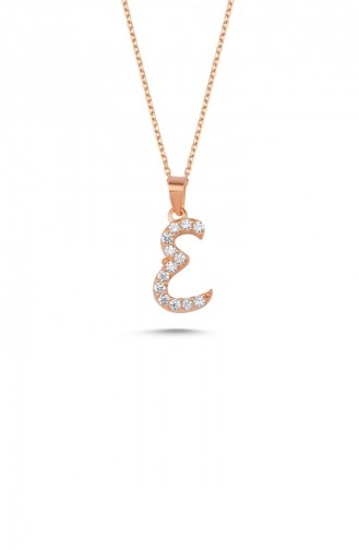 Gümüş Harfli Kolye İtalik Rose Rengi E Harfi Standart Blv00137 3330