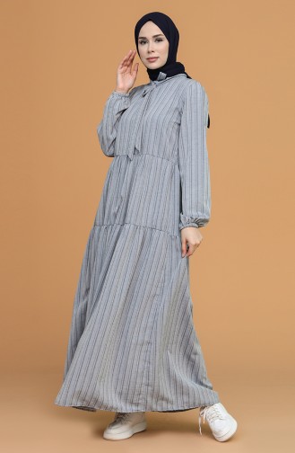 Navy Blue Hijab Dress 1594-09