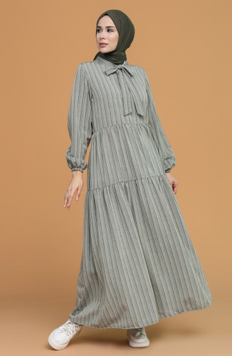 Khaki Hijab Dress 1594-10