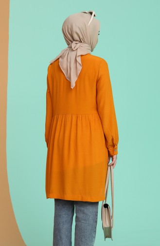 Düğmeli Düz Tunik 5371-06 Oranj