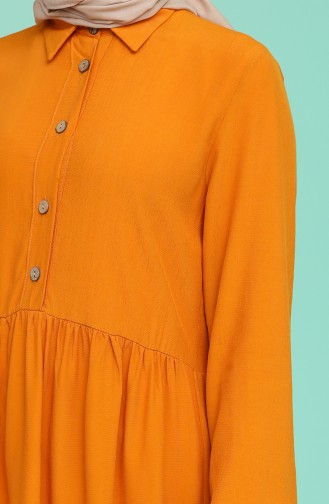 Düğmeli Düz Tunik 5371-06 Oranj