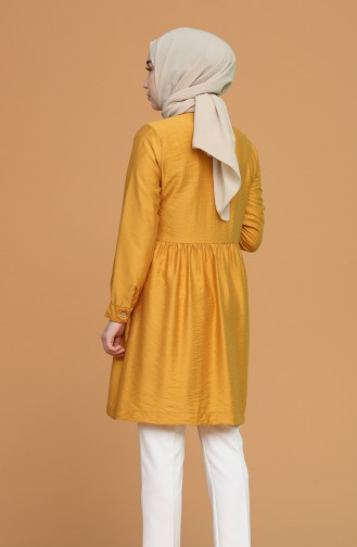 Düğmeli Düz Tunik 5371-07 Hardal