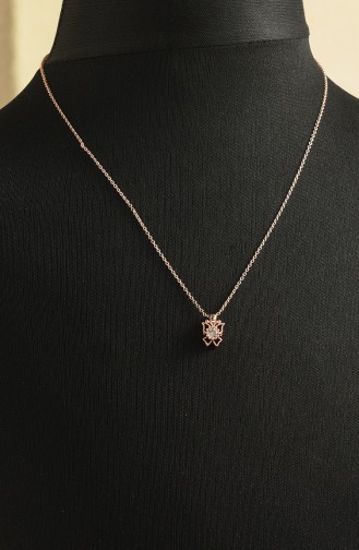Kelebek Figürlü Zirkon Tek Taşlı Kolye KLÇ024-02 Rose