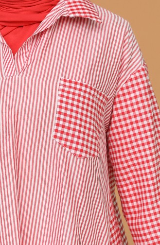 Oversize Gömlek 3282-01 Kırmızı