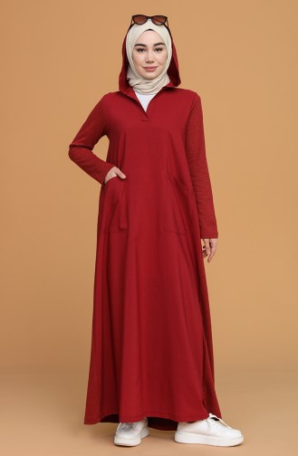 Claret Red Hijab Dress 3281-07