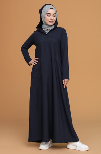 Navy Blue Hijab Dress 3281-01