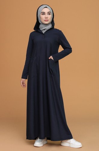 Dunkelblau Hijab Kleider 3281-01