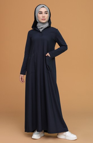 Navy Blue Hijab Dress 3281-01