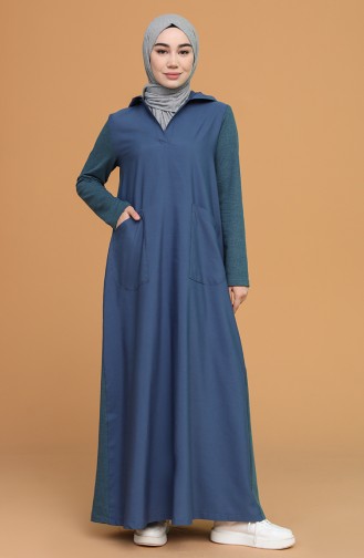 Petrol Hijab Dress 3281-04