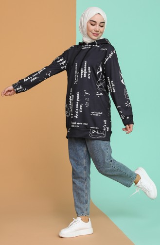 Desenli Sweatshirt 5022-01 Lacivert