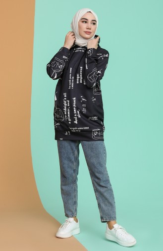 Desenli Sweatshirt 5022-01 Lacivert
