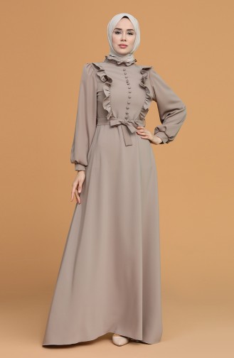 Mink Hijab Evening Dress 4873-01