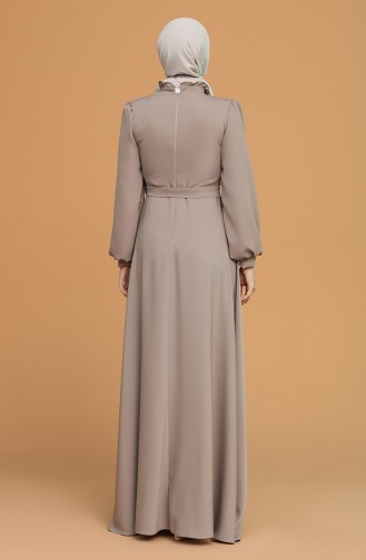 Mink Hijab Evening Dress 4873-01