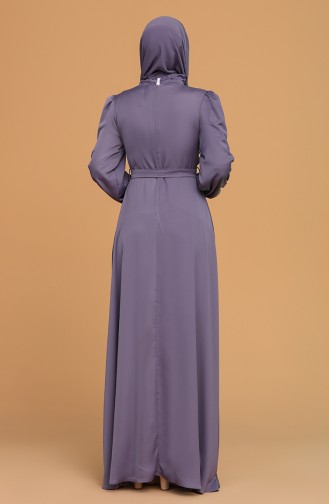 Violet Hijab Evening Dress 4873-02