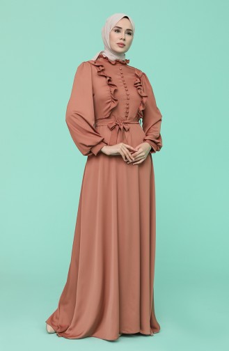 Onion Peel Hijab Evening Dress 4873-03