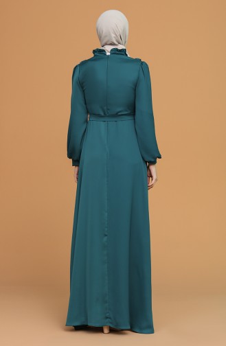 Emerald Green Hijab Evening Dress 4873-04