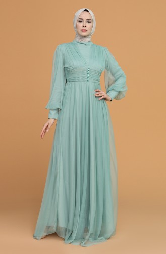 Green Almond Hijab Evening Dress 5478-06