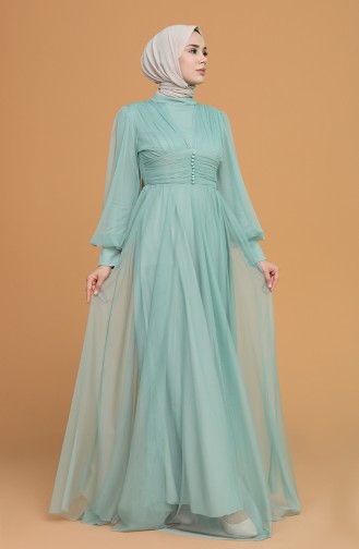 Green Almond Hijab Evening Dress 5478-06