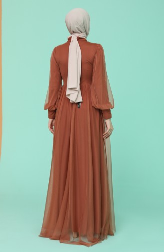 Tan Hijab Evening Dress 5478-07