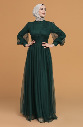 Emerald Green Hijab Evening Dress 5478-09