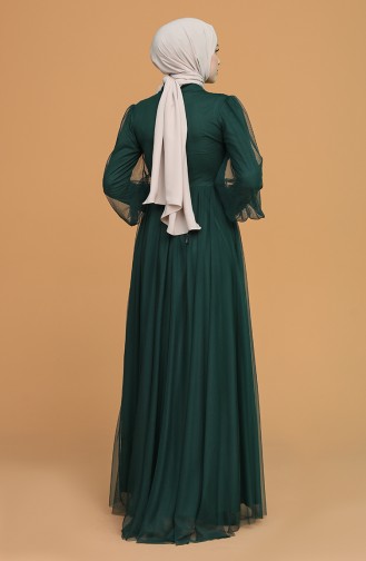 Emerald Green Hijab Evening Dress 5478-09