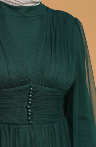 Emerald Green Hijab Evening Dress 5478-09