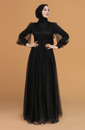 Black Hijab Evening Dress 5478-10