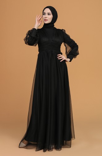 Black Hijab Evening Dress 5478-10