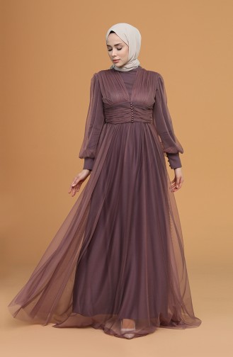 Dark Dusty Rose Hijab Evening Dress 5478-11