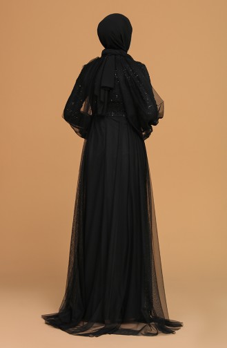 Black Hijab Evening Dress 5519-01