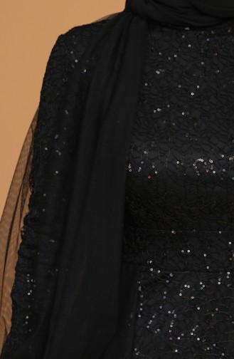 Black Hijab Evening Dress 5519-01
