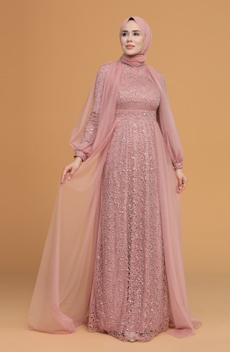 Beige-Rose Hijab-Abendkleider 5519-02