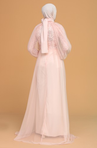 Powder Hijab Evening Dress 5519-04