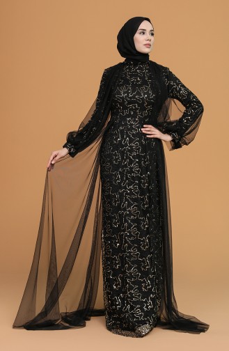 Black Hijab Evening Dress 5519-06