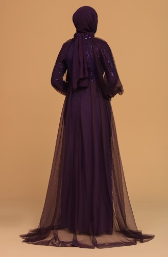 Purple Hijab Evening Dress 5519-08